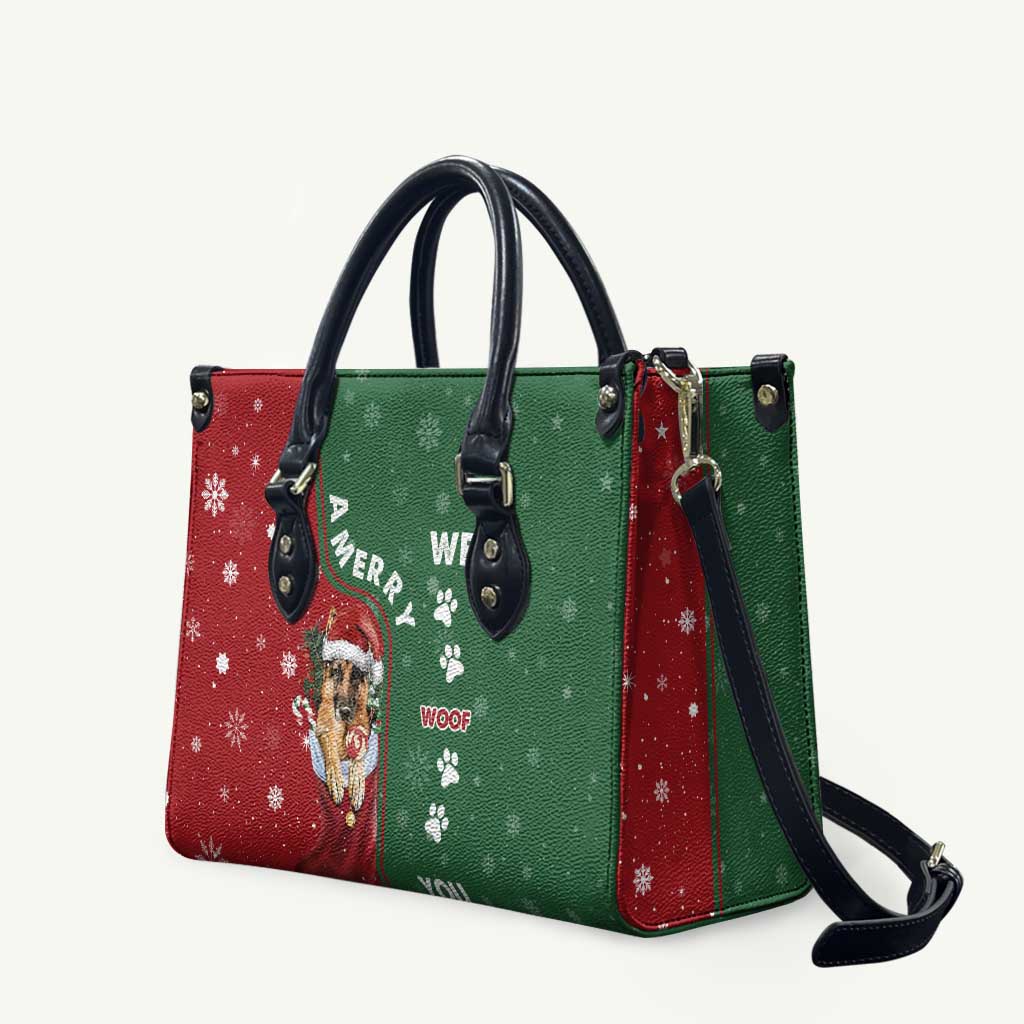 German Shepherd Merry Christmas Christmas Leather Bag Xmas Holiday Patterns - Wonder Print Shop