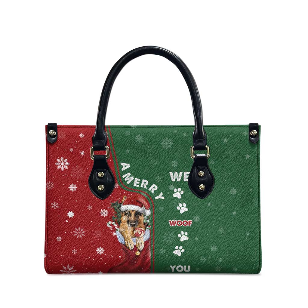 German Shepherd Merry Christmas Christmas Leather Bag Xmas Holiday Patterns - Wonder Print Shop