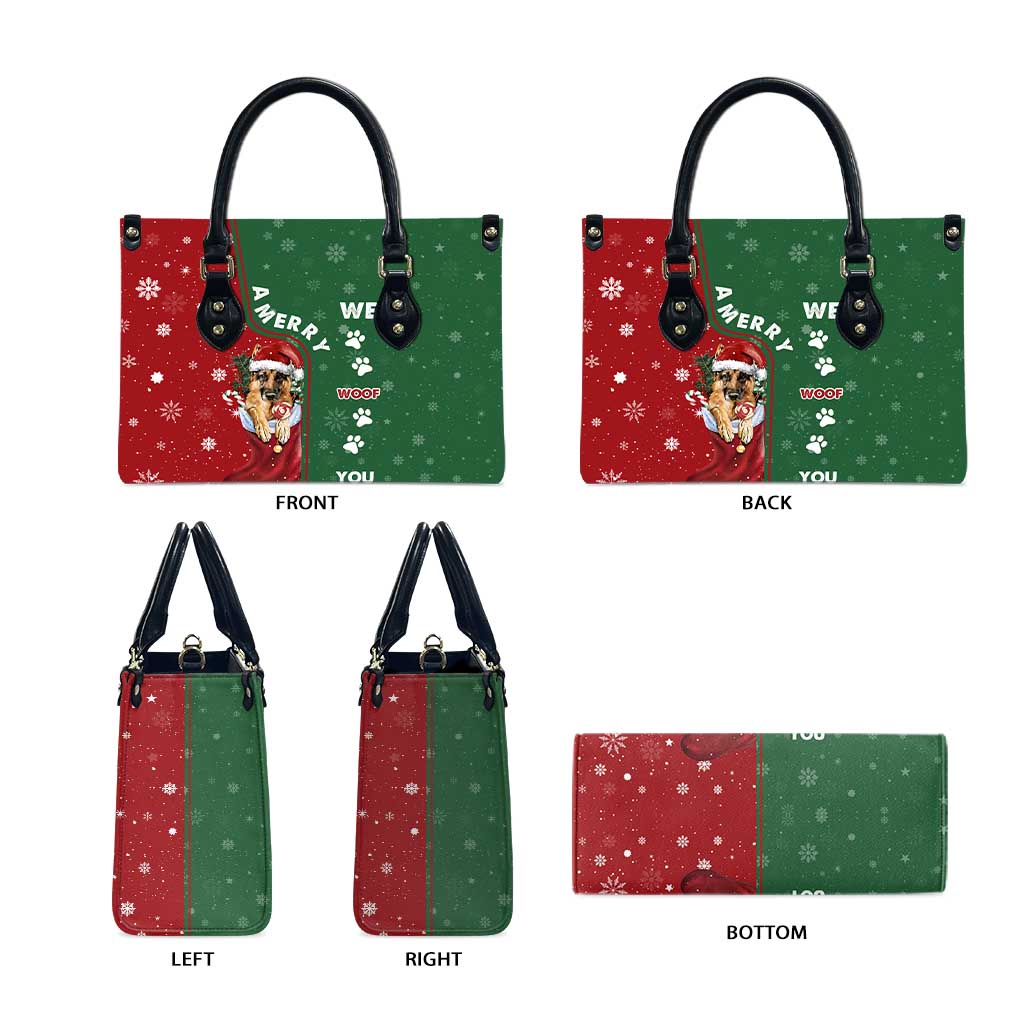 German Shepherd Merry Christmas Christmas Leather Bag Xmas Holiday Patterns - Wonder Print Shop