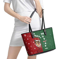 German Shepherd Merry Christmas Christmas Leather Tote Bag Xmas Holiday Patterns - Wonder Print Shop