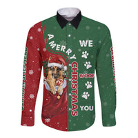 German Shepherd Merry Christmas Christmas Long Sleeve Button Shirt Xmas Holiday Patterns - Wonder Print Shop