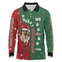 German Shepherd Merry Christmas Christmas Long Sleeve Polo Shirt Xmas Holiday Patterns - Wonder Print Shop