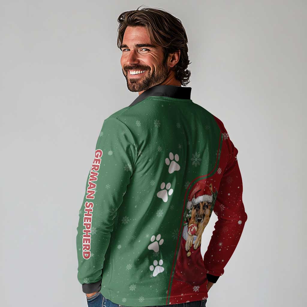 German Shepherd Merry Christmas Christmas Long Sleeve Polo Shirt Xmas Holiday Patterns - Wonder Print Shop