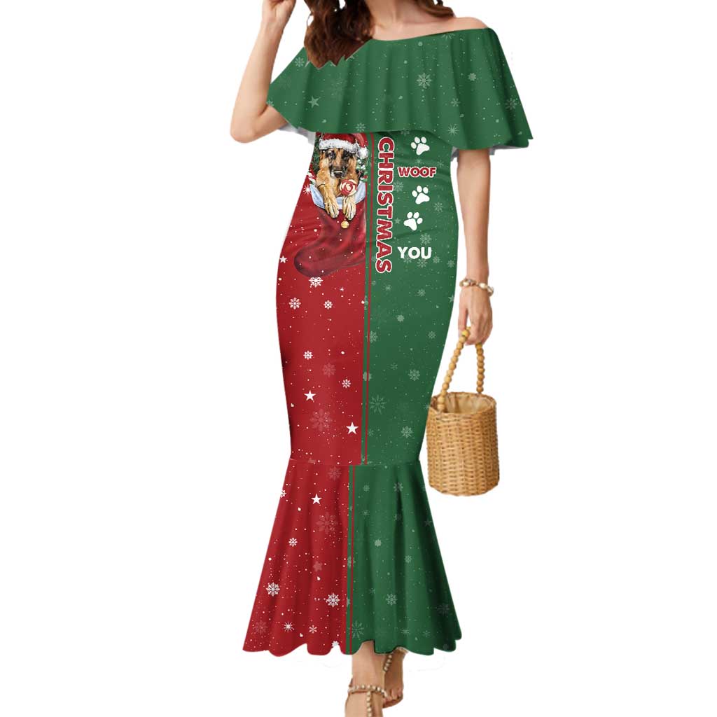 German Shepherd Merry Christmas Christmas Mermaid Dress Xmas Holiday Patterns - Wonder Print Shop