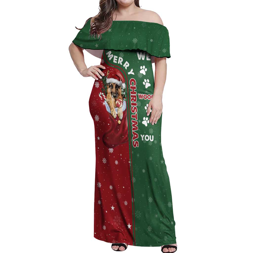 German Shepherd Merry Christmas Christmas Off Shoulder Maxi Dress Xmas Holiday Patterns - Wonder Print Shop