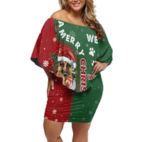 German Shepherd Merry Christmas Christmas Off Shoulder Short Dress Xmas Holiday Patterns - Wonder Print Shop