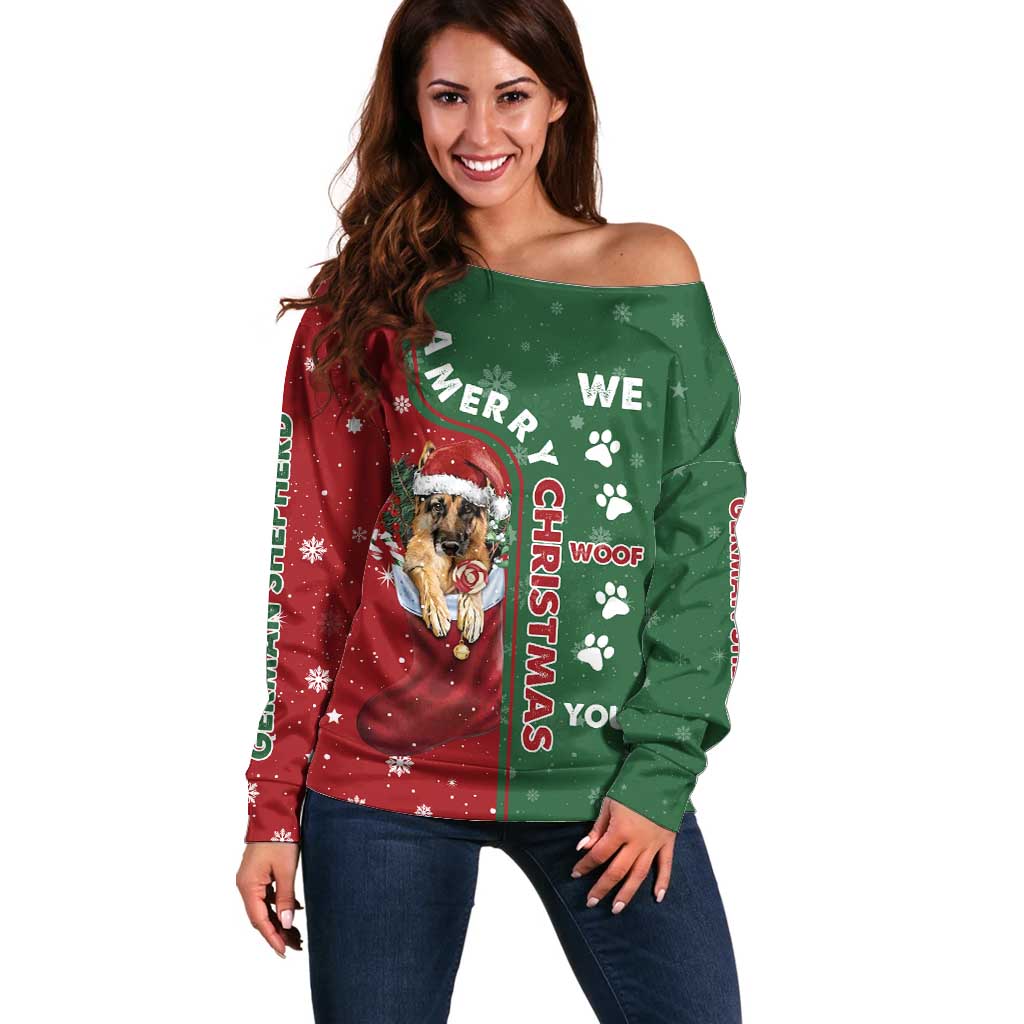 German Shepherd Merry Christmas Christmas Off Shoulder Sweater Xmas Holiday Patterns - Wonder Print Shop