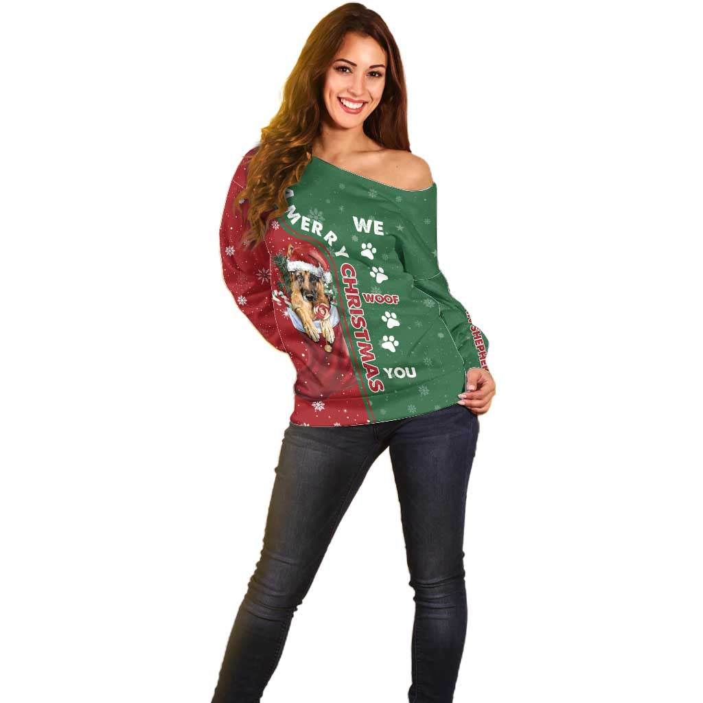 German Shepherd Merry Christmas Christmas Off Shoulder Sweater Xmas Holiday Patterns - Wonder Print Shop