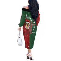 German Shepherd Merry Christmas Christmas Off The Shoulder Long Sleeve Dress Xmas Holiday Patterns - Wonder Print Shop