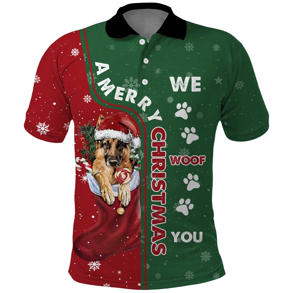 German Shepherd Merry Christmas Christmas Polo Shirt Xmas Holiday Patterns - Wonder Print Shop