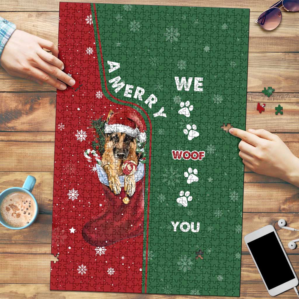 German Shepherd Merry Christmas Christmas Puzzle Xmas Holiday Patterns - Wonder Print Shop