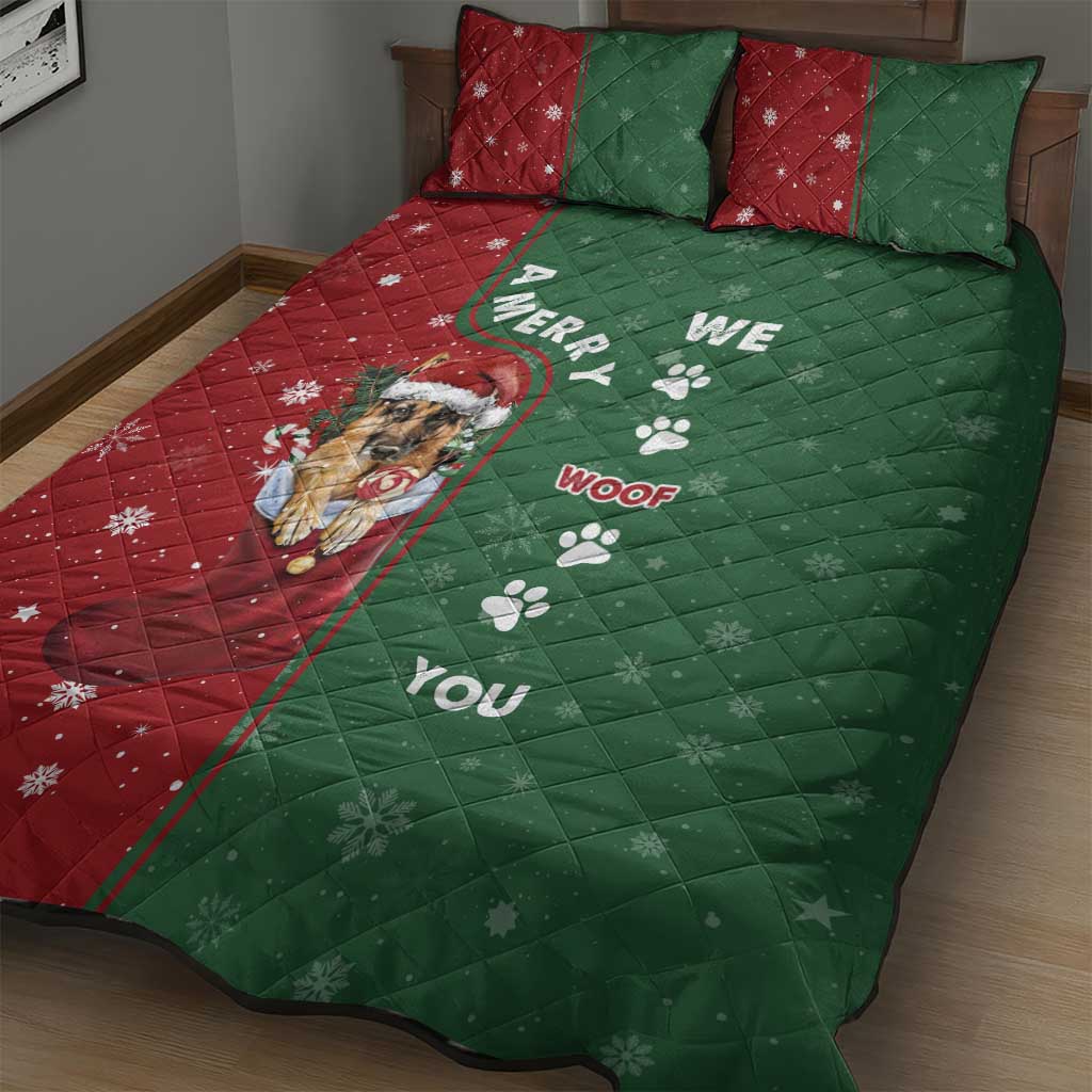 German Shepherd Merry Christmas Christmas Quilt Bed Set Xmas Holiday Patterns - Wonder Print Shop