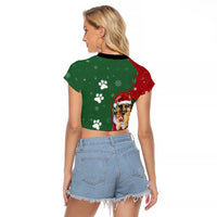 German Shepherd Merry Christmas Christmas Raglan Cropped T Shirt Xmas Holiday Patterns - Wonder Print Shop