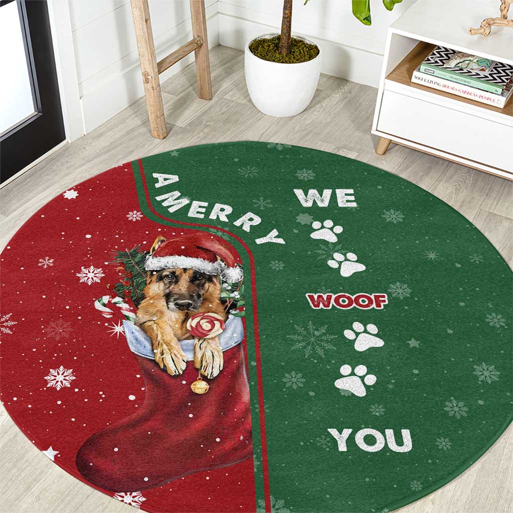 German Shepherd Merry Christmas Christmas Round Carpet Xmas Holiday Patterns - Wonder Print Shop