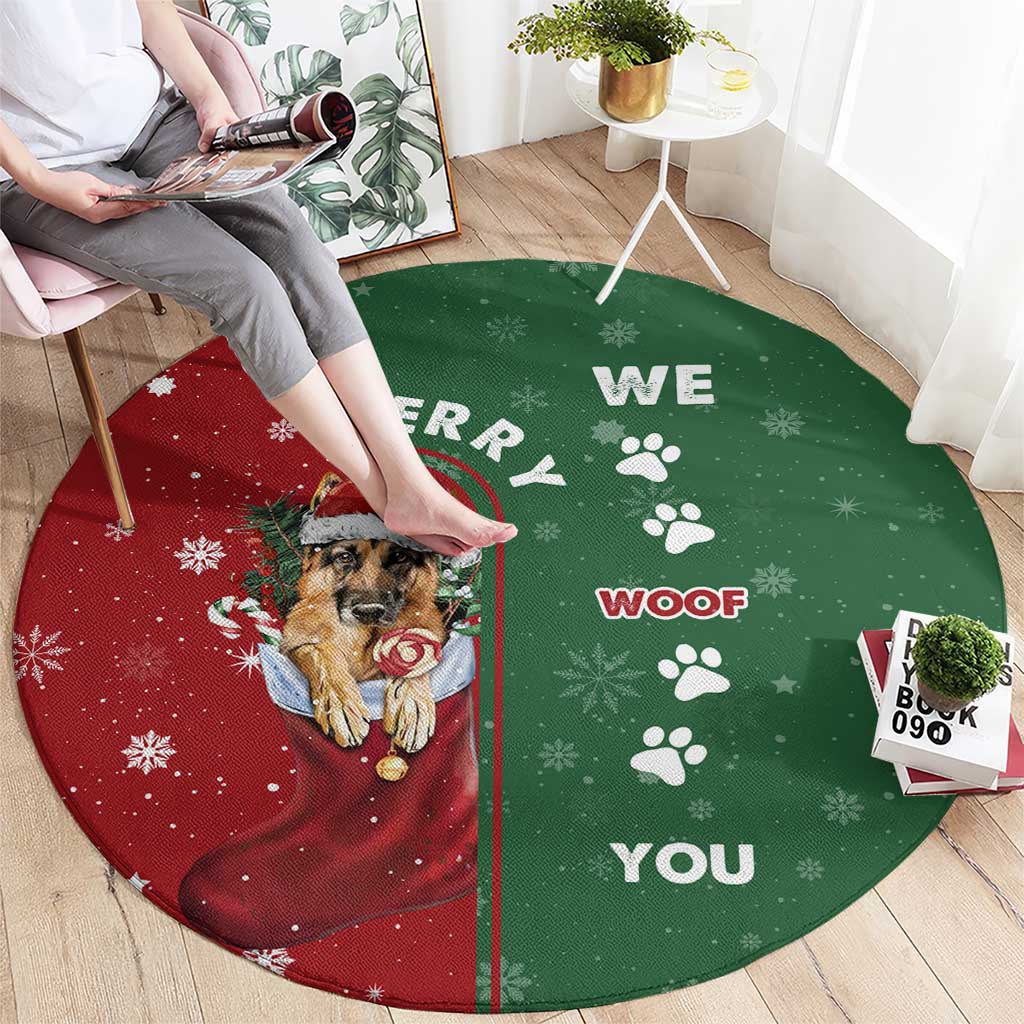 German Shepherd Merry Christmas Christmas Round Carpet Xmas Holiday Patterns - Wonder Print Shop