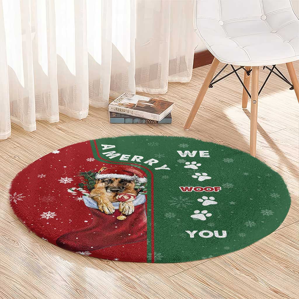 German Shepherd Merry Christmas Christmas Round Carpet Xmas Holiday Patterns - Wonder Print Shop