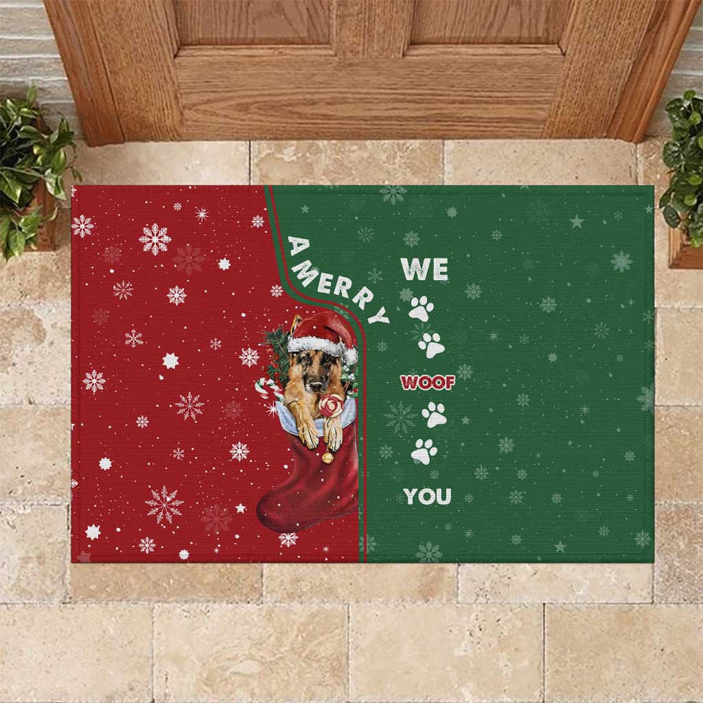 German Shepherd Merry Christmas Christmas Rubber Doormat Xmas Holiday Patterns - Wonder Print Shop