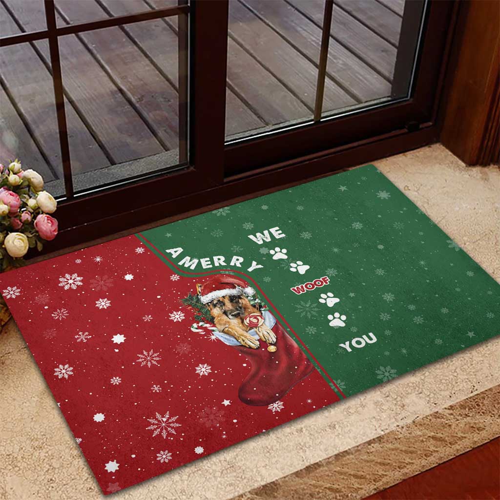 German Shepherd Merry Christmas Christmas Rubber Doormat Xmas Holiday Patterns - Wonder Print Shop