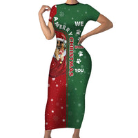 German Shepherd Merry Christmas Christmas Short Sleeve Bodycon Dress Xmas Holiday Patterns - Wonder Print Shop