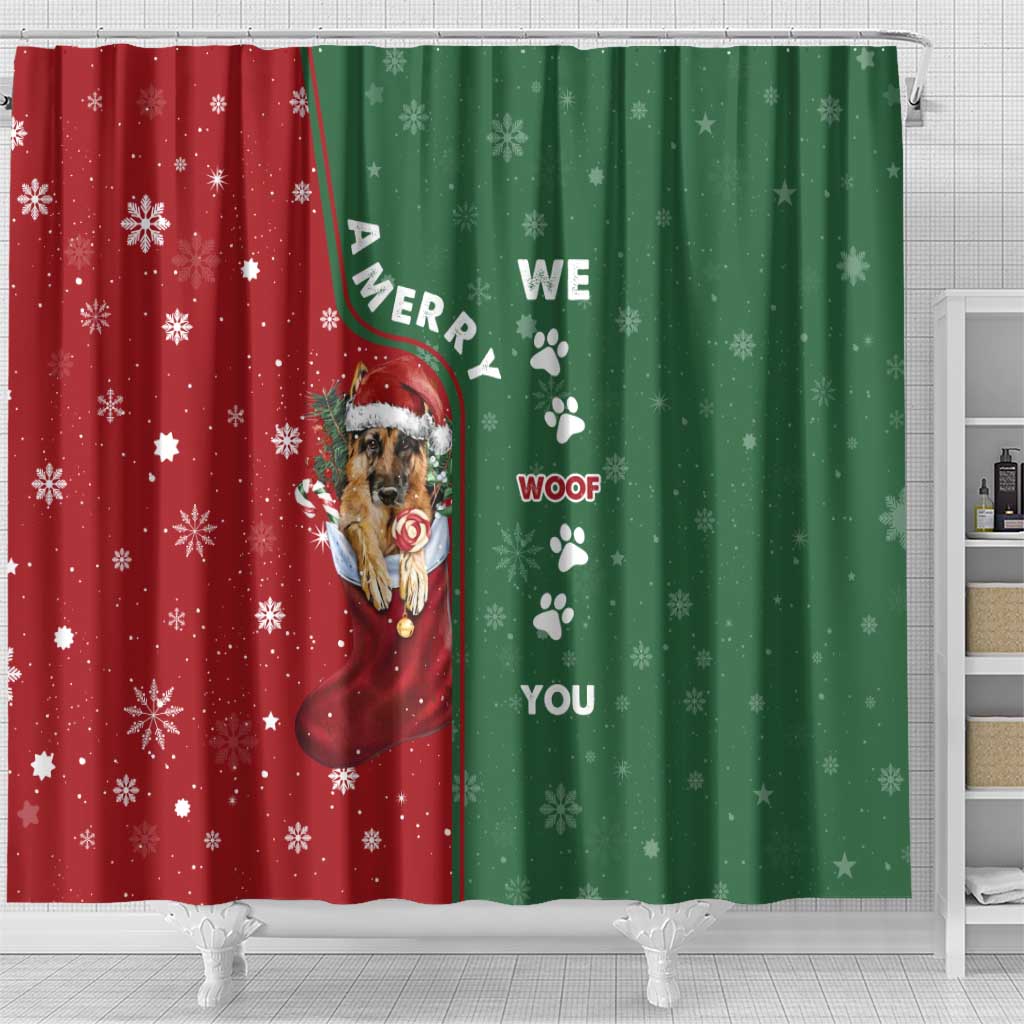 German Shepherd Merry Christmas Christmas Shower Curtain Xmas Holiday Patterns - Wonder Print Shop