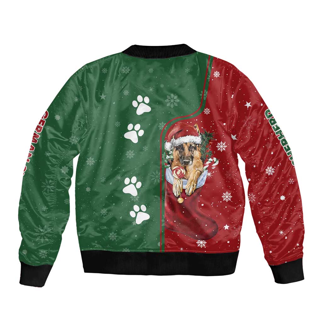 German Shepherd Merry Christmas Christmas Sleeve Zip Bomber Jacket Xmas Holiday Patterns - Wonder Print Shop