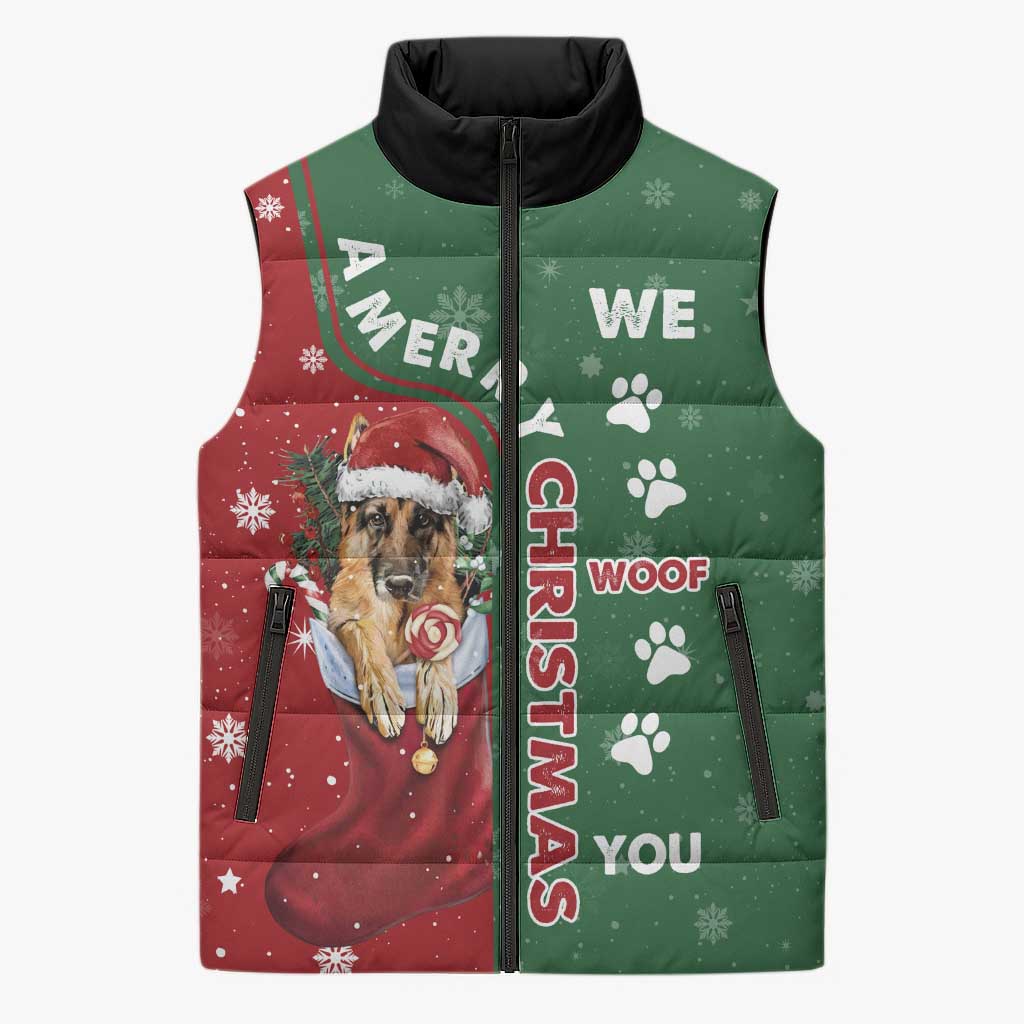 German Shepherd Merry Christmas Christmas Sleeveless Puffer Jacket Xmas Holiday Patterns - Wonder Print Shop