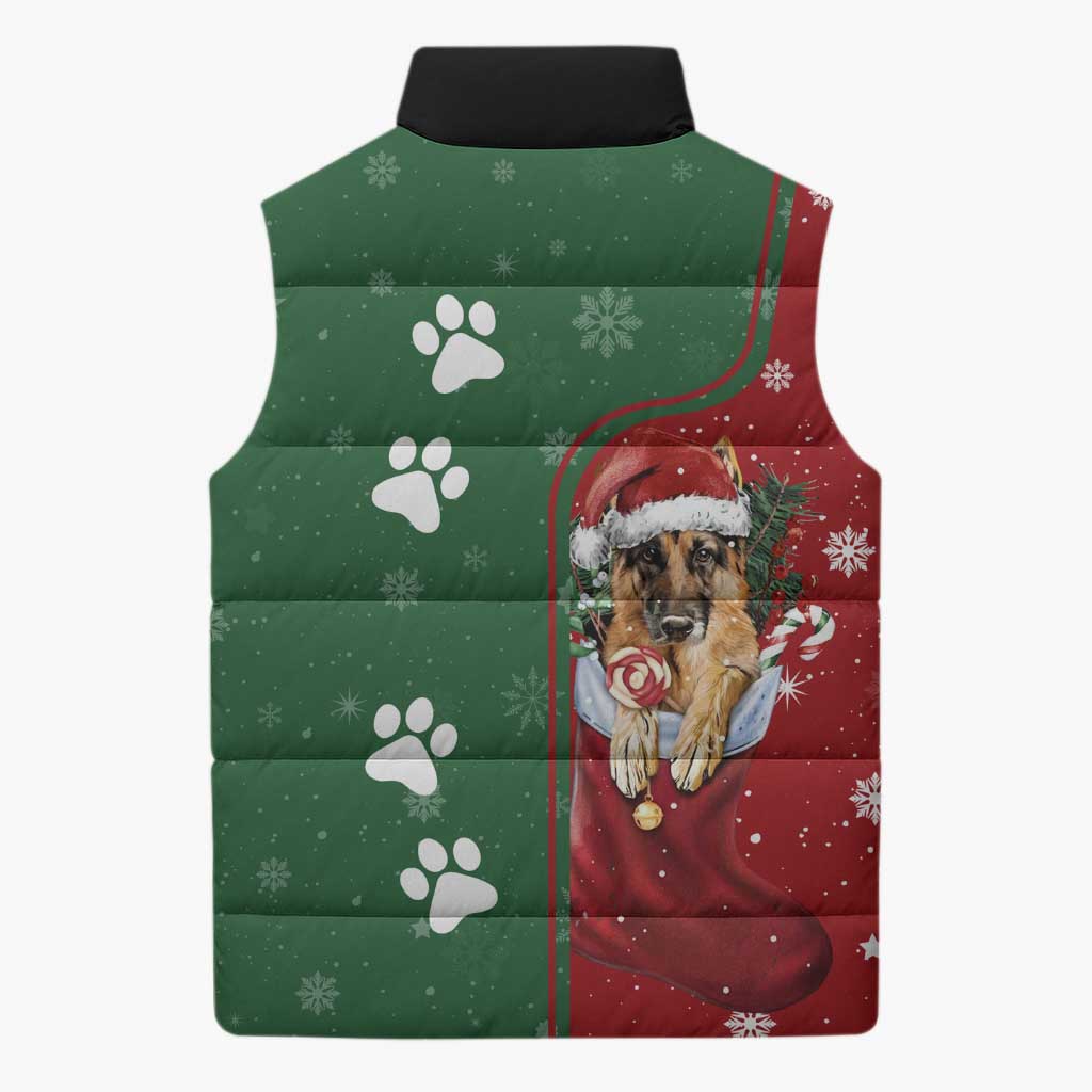 German Shepherd Merry Christmas Christmas Sleeveless Puffer Jacket Xmas Holiday Patterns - Wonder Print Shop