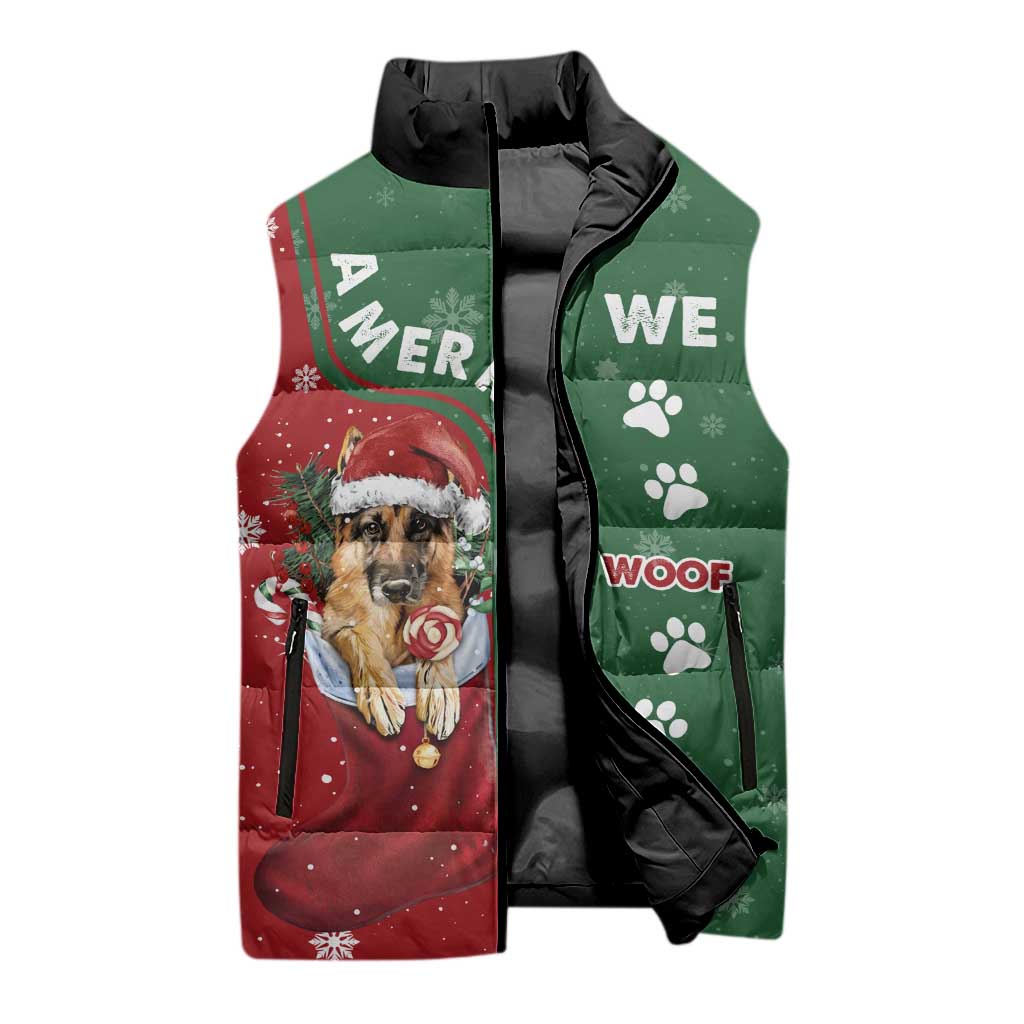 German Shepherd Merry Christmas Christmas Sleeveless Puffer Jacket Xmas Holiday Patterns - Wonder Print Shop