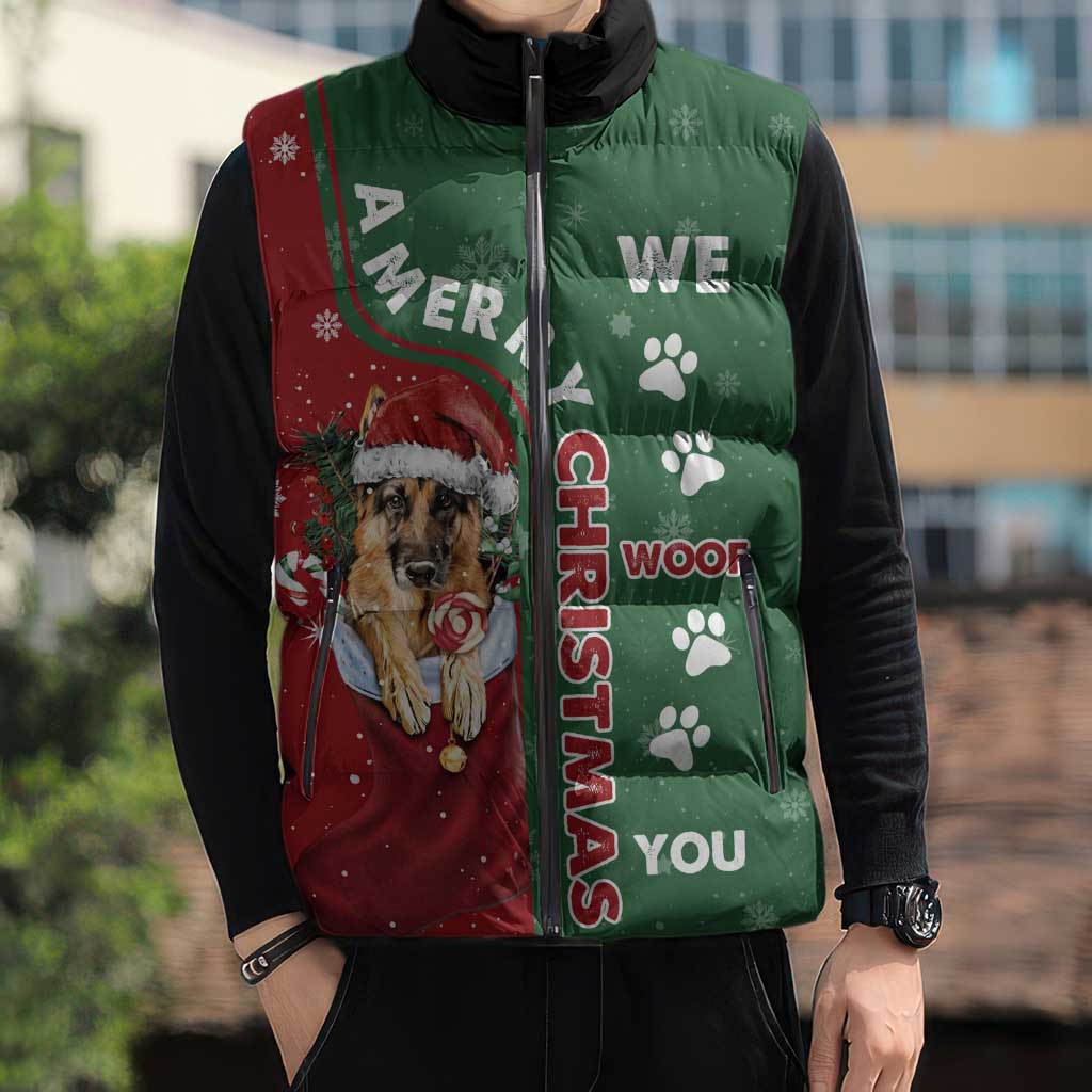 German Shepherd Merry Christmas Christmas Sleeveless Puffer Jacket Xmas Holiday Patterns - Wonder Print Shop