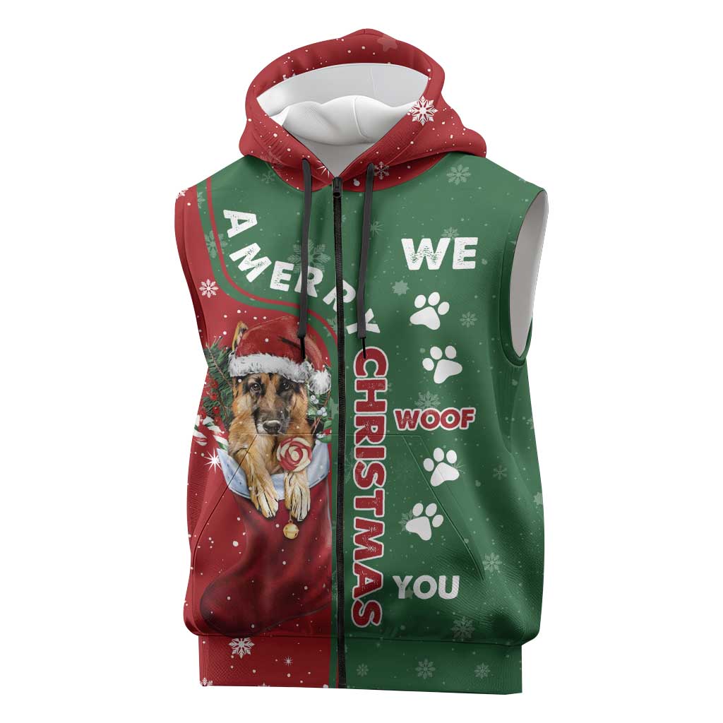 German Shepherd Merry Christmas Christmas Sleeveless Zip Hoodie Xmas Holiday Patterns - Wonder Print Shop