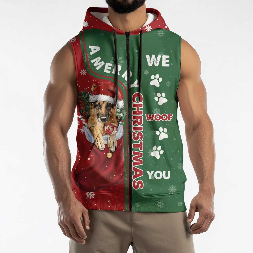German Shepherd Merry Christmas Christmas Sleeveless Zip Hoodie Xmas Holiday Patterns - Wonder Print Shop