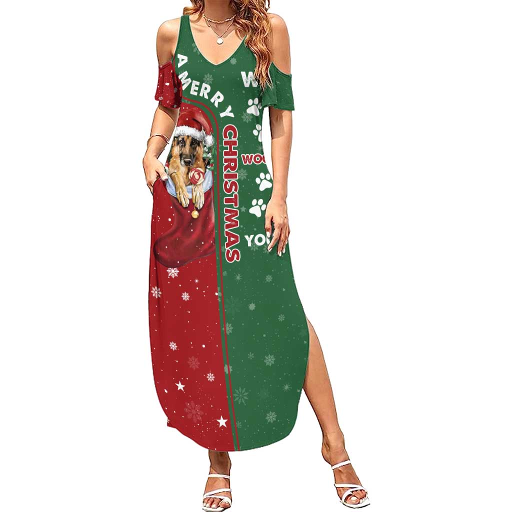 German Shepherd Merry Christmas Christmas Summer Maxi Dress Xmas Holiday Patterns - Wonder Print Shop
