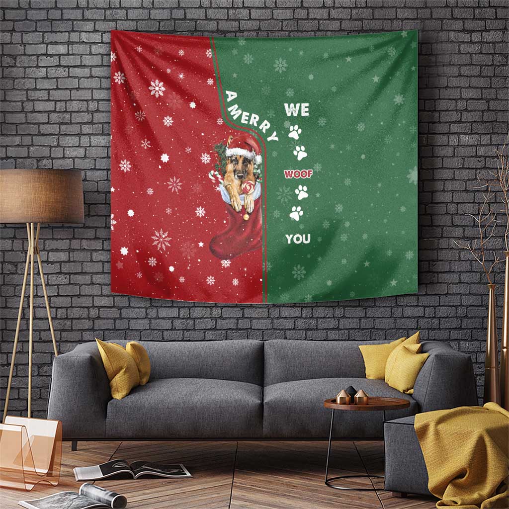 German Shepherd Merry Christmas Christmas Tapestry Xmas Holiday Patterns - Wonder Print Shop