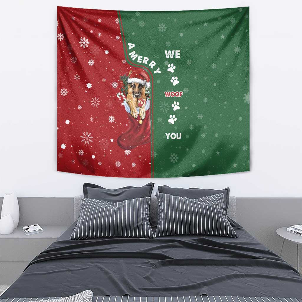 German Shepherd Merry Christmas Christmas Tapestry Xmas Holiday Patterns - Wonder Print Shop