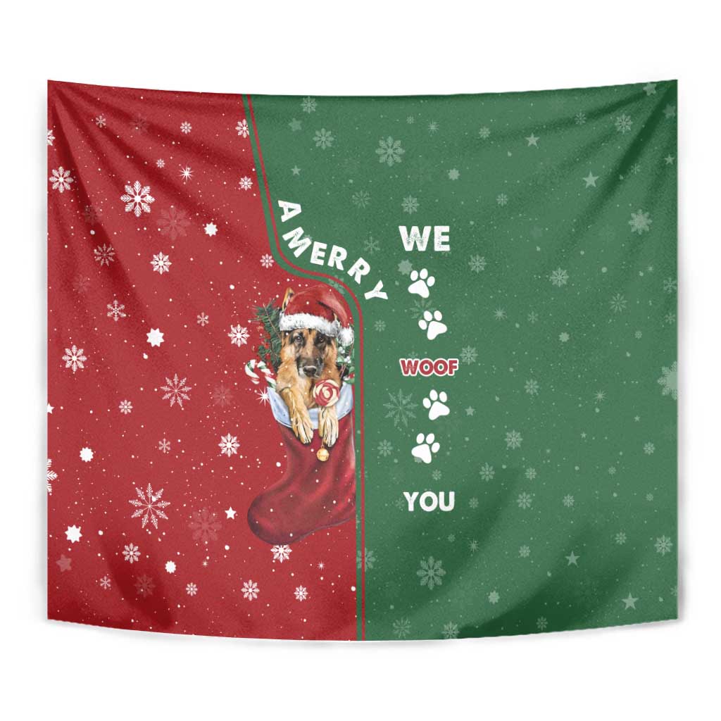 German Shepherd Merry Christmas Christmas Tapestry Xmas Holiday Patterns - Wonder Print Shop