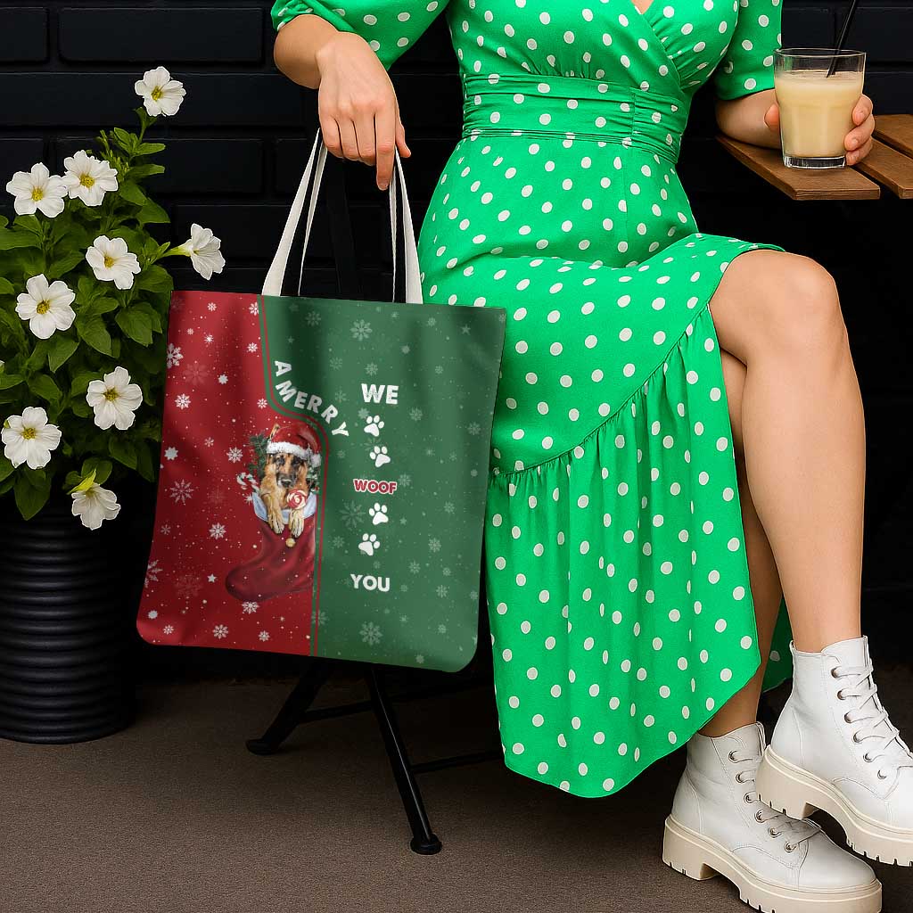 German Shepherd Merry Christmas Christmas Tote Bag Xmas Holiday Patterns - Wonder Print Shop