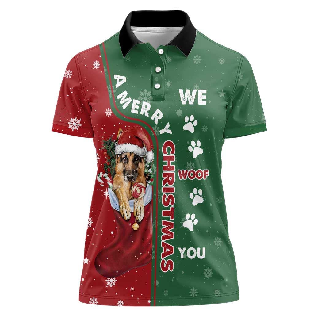 German Shepherd Merry Christmas Christmas Women Polo Shirt Xmas Holiday Patterns - Wonder Print Shop