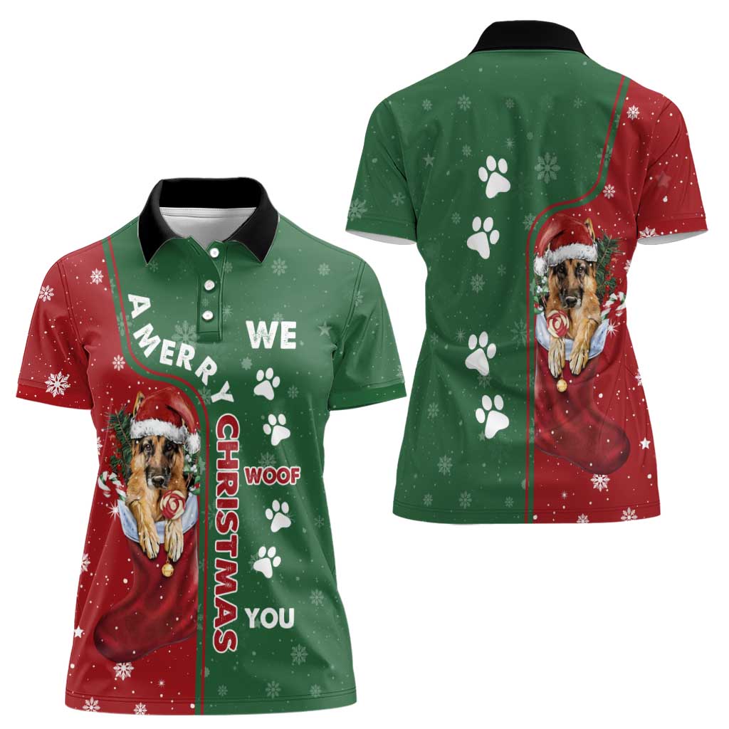 German Shepherd Merry Christmas Christmas Women Polo Shirt Xmas Holiday Patterns - Wonder Print Shop