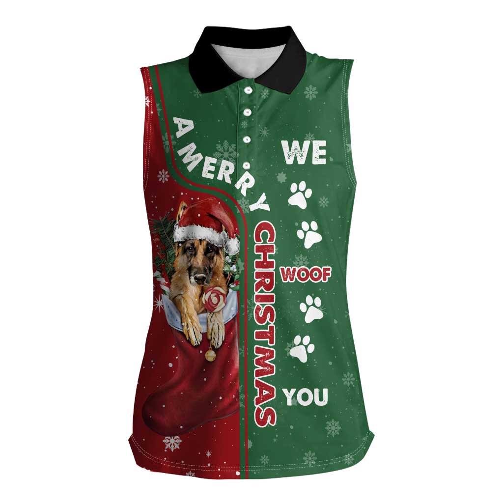 German Shepherd Merry Christmas Christmas Women Sleeveless Polo Shirt Xmas Holiday Patterns - Wonder Print Shop