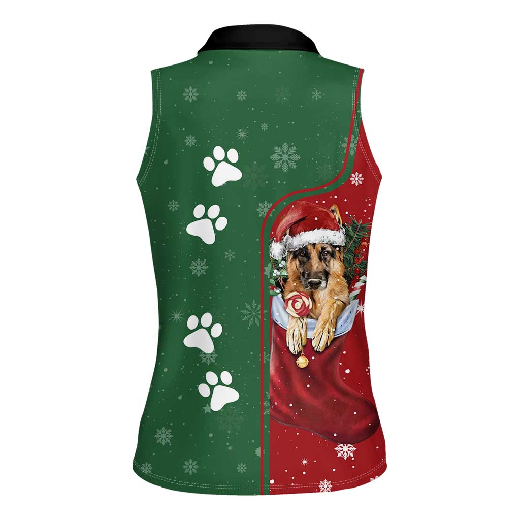 German Shepherd Merry Christmas Christmas Women Sleeveless Polo Shirt Xmas Holiday Patterns - Wonder Print Shop