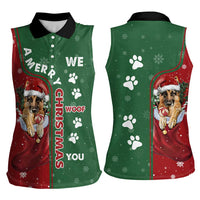 German Shepherd Merry Christmas Christmas Women Sleeveless Polo Shirt Xmas Holiday Patterns - Wonder Print Shop