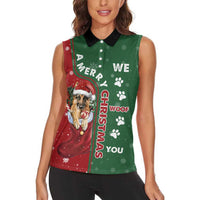 German Shepherd Merry Christmas Christmas Women Sleeveless Polo Shirt Xmas Holiday Patterns - Wonder Print Shop