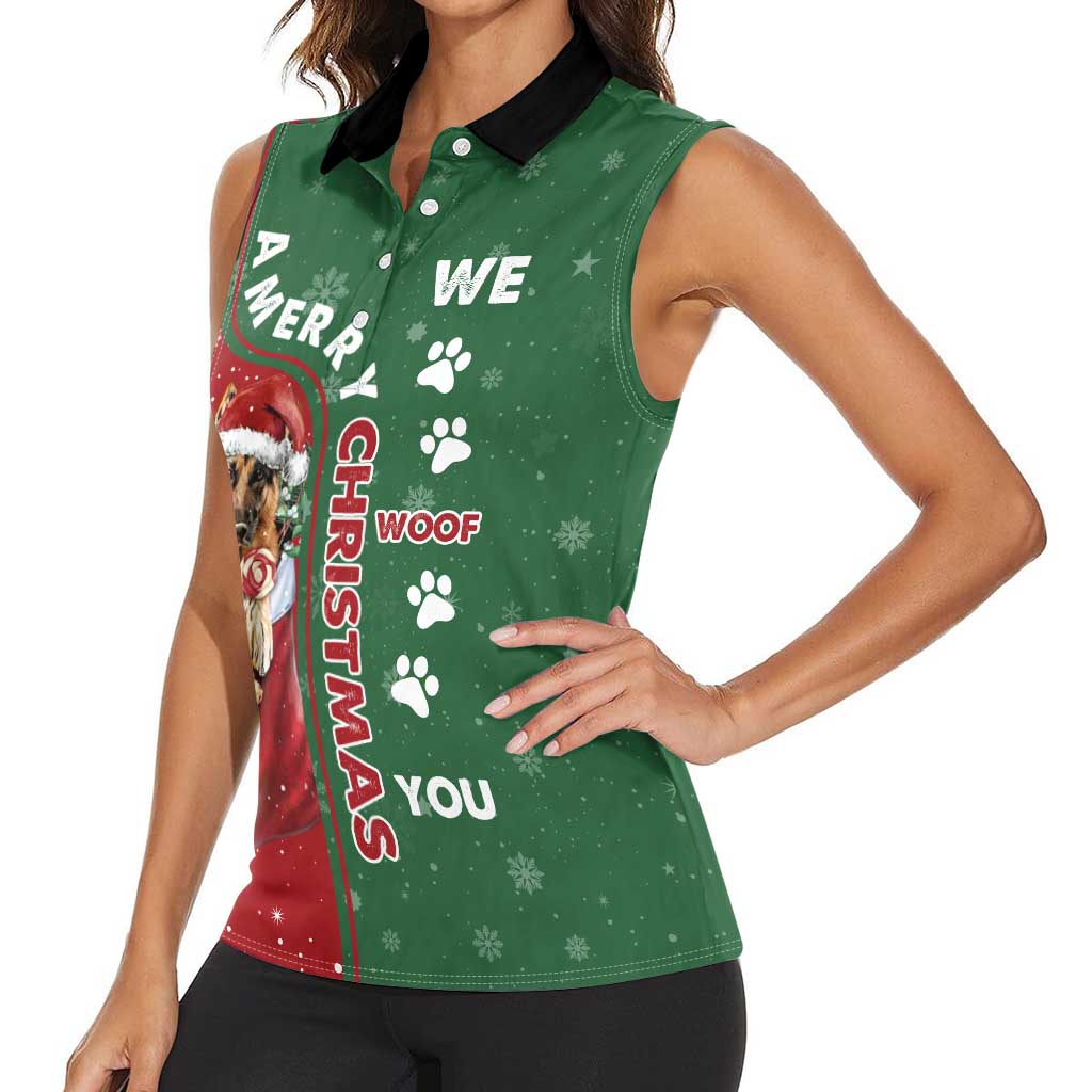 German Shepherd Merry Christmas Christmas Women Sleeveless Polo Shirt Xmas Holiday Patterns - Wonder Print Shop