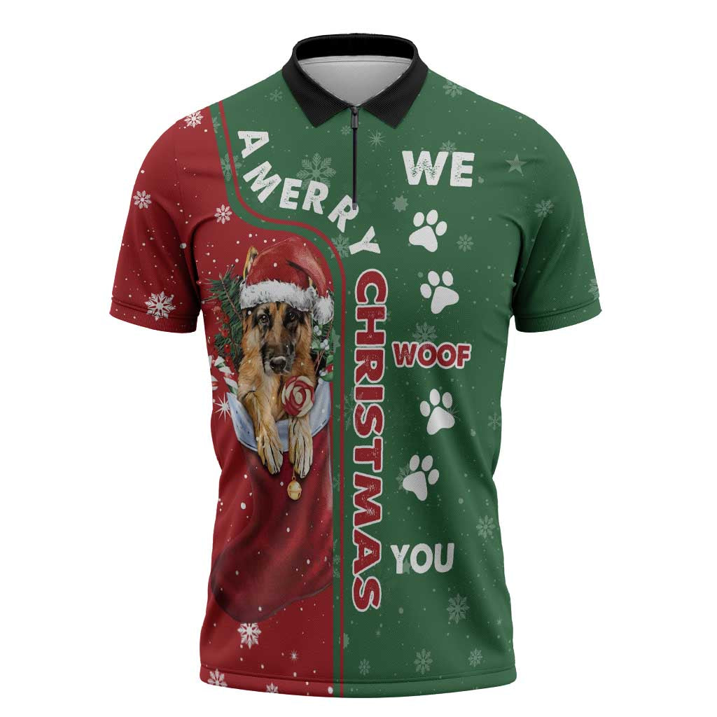 German Shepherd Merry Christmas Christmas Zipper Polo Shirt Xmas Holiday Patterns - Wonder Print Shop