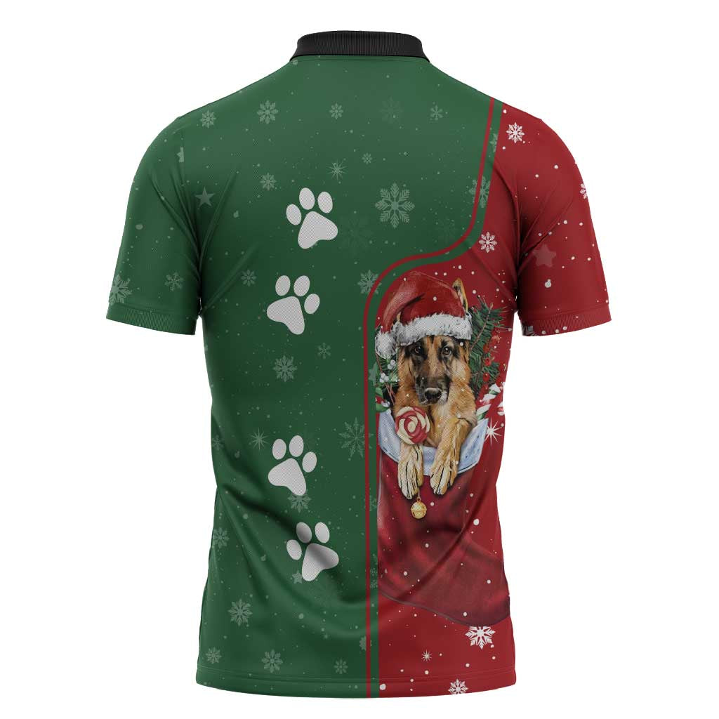 German Shepherd Merry Christmas Christmas Zipper Polo Shirt Xmas Holiday Patterns - Wonder Print Shop