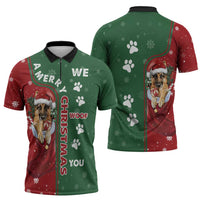 German Shepherd Merry Christmas Christmas Zipper Polo Shirt Xmas Holiday Patterns - Wonder Print Shop