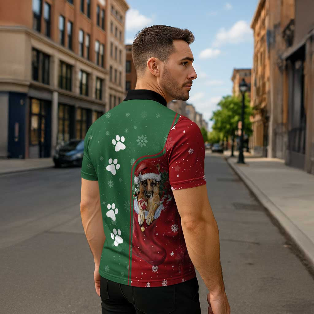 German Shepherd Merry Christmas Christmas Zipper Polo Shirt Xmas Holiday Patterns - Wonder Print Shop