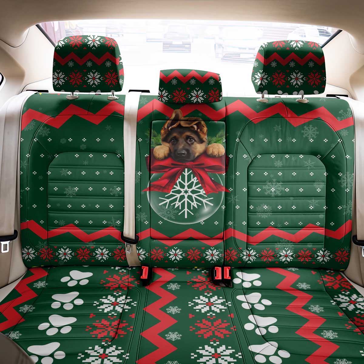German Shepherd Ornament Christmas Back Car Seat Cover Xmas Holiday Patterns - Wonder Print Shop