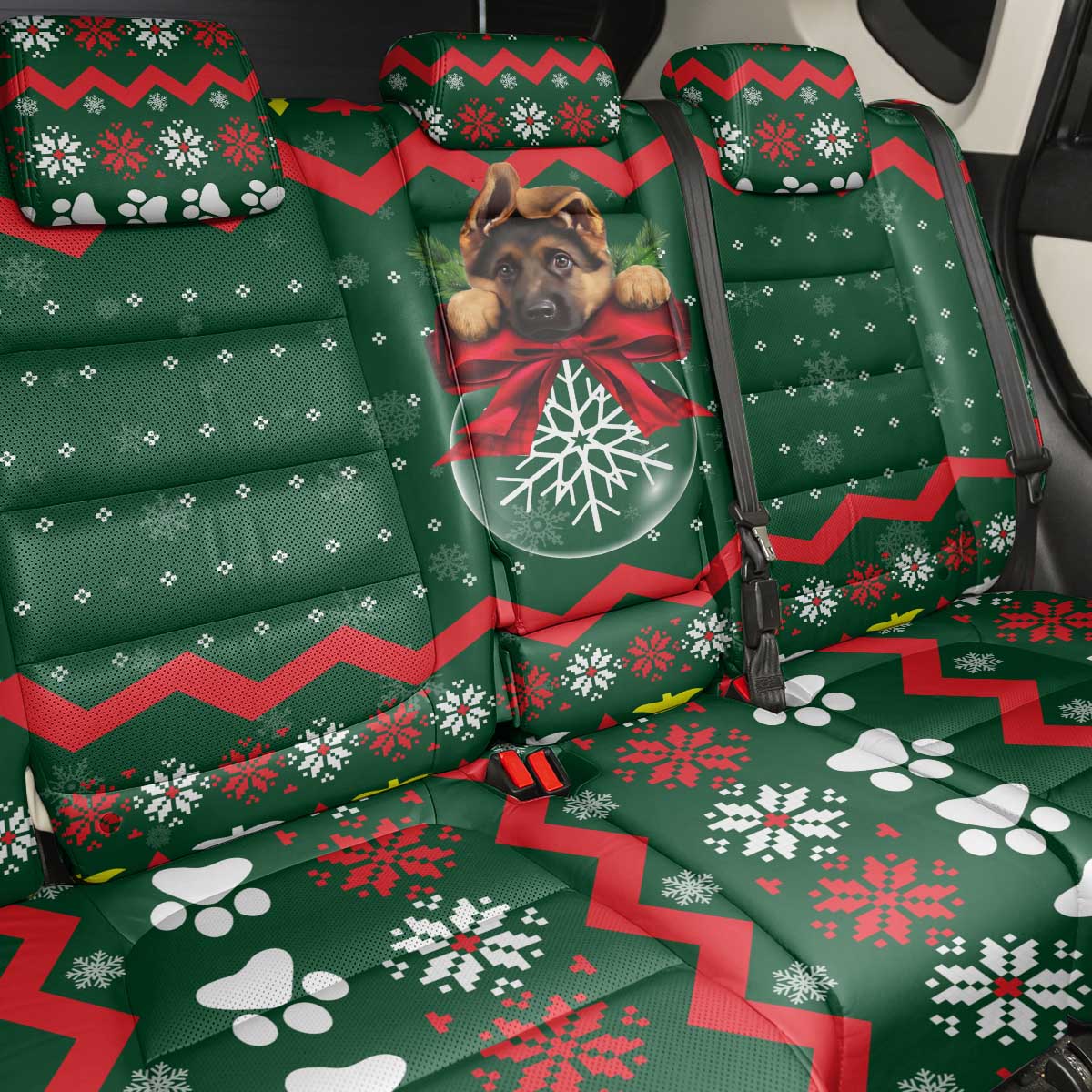 German Shepherd Ornament Christmas Back Car Seat Cover Xmas Holiday Patterns - Wonder Print Shop