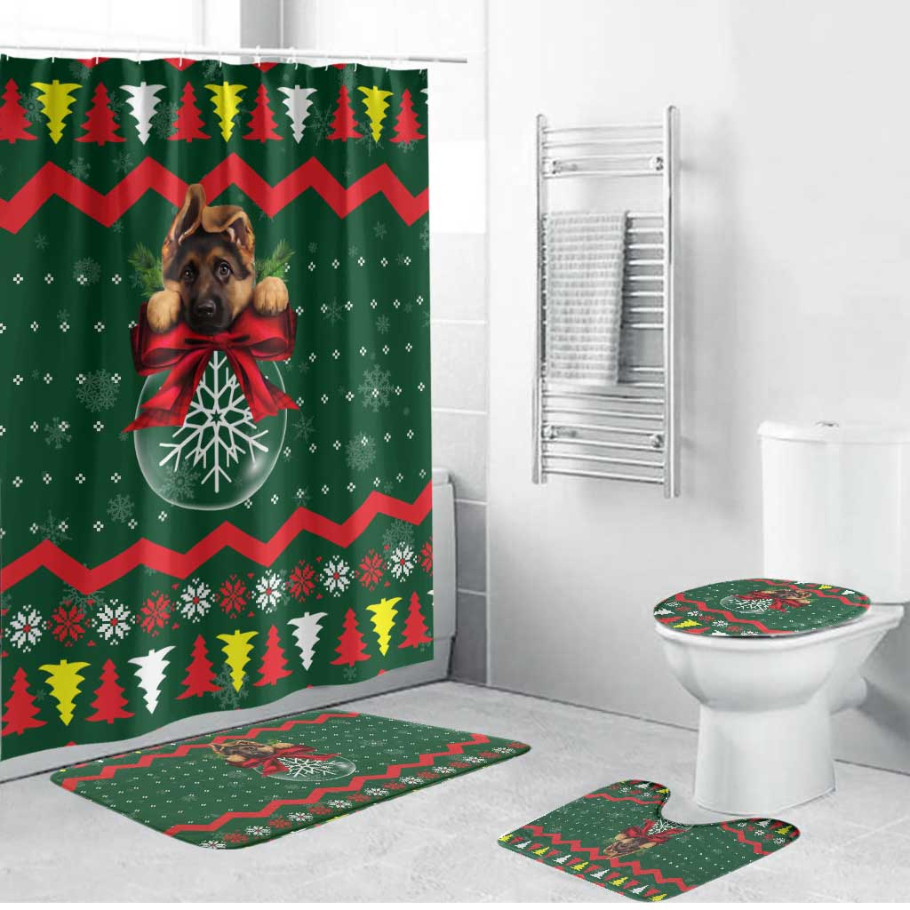 German Shepherd Ornament Christmas Bathroom Set Xmas Holiday Patterns - Wonder Print Shop